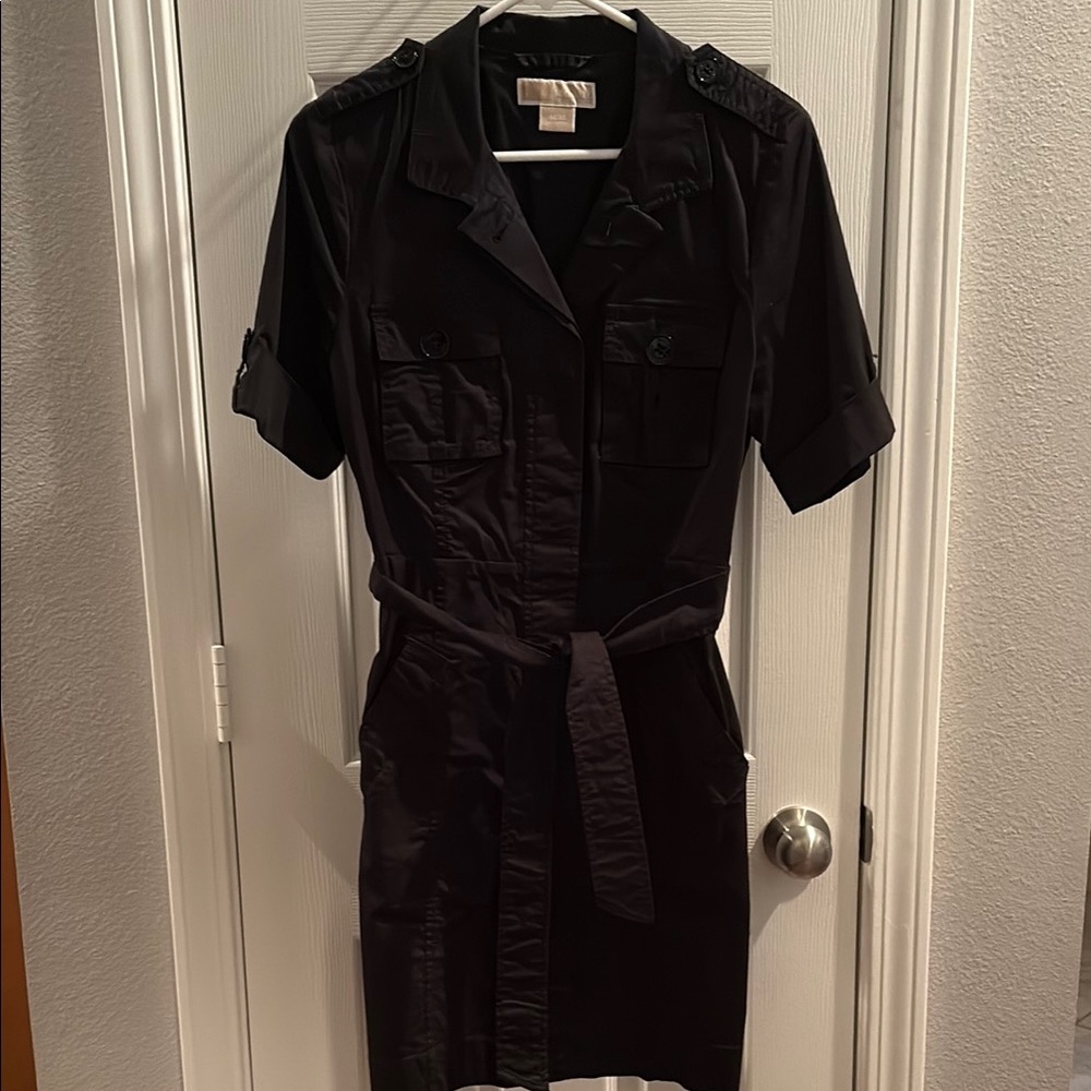 MICHAEL Michael Kors Black Buttoned Shirt Dress